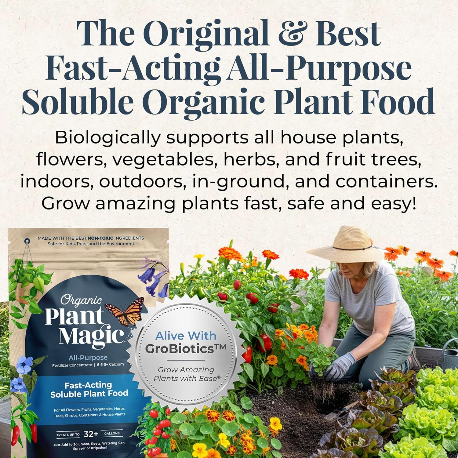 Organic Plant Magic Fertilizer & Plant Food for House Plants & Garden 1/2lb | Ma
