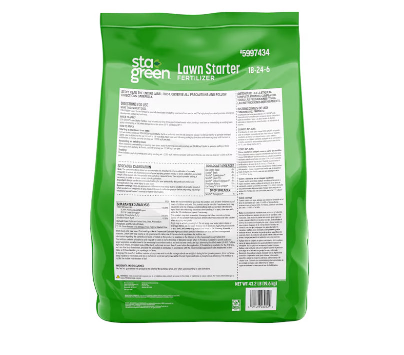 Sta-Green 43.2-lb 12000-sq ft 18-24-6 Lawn Starter Fertilizer