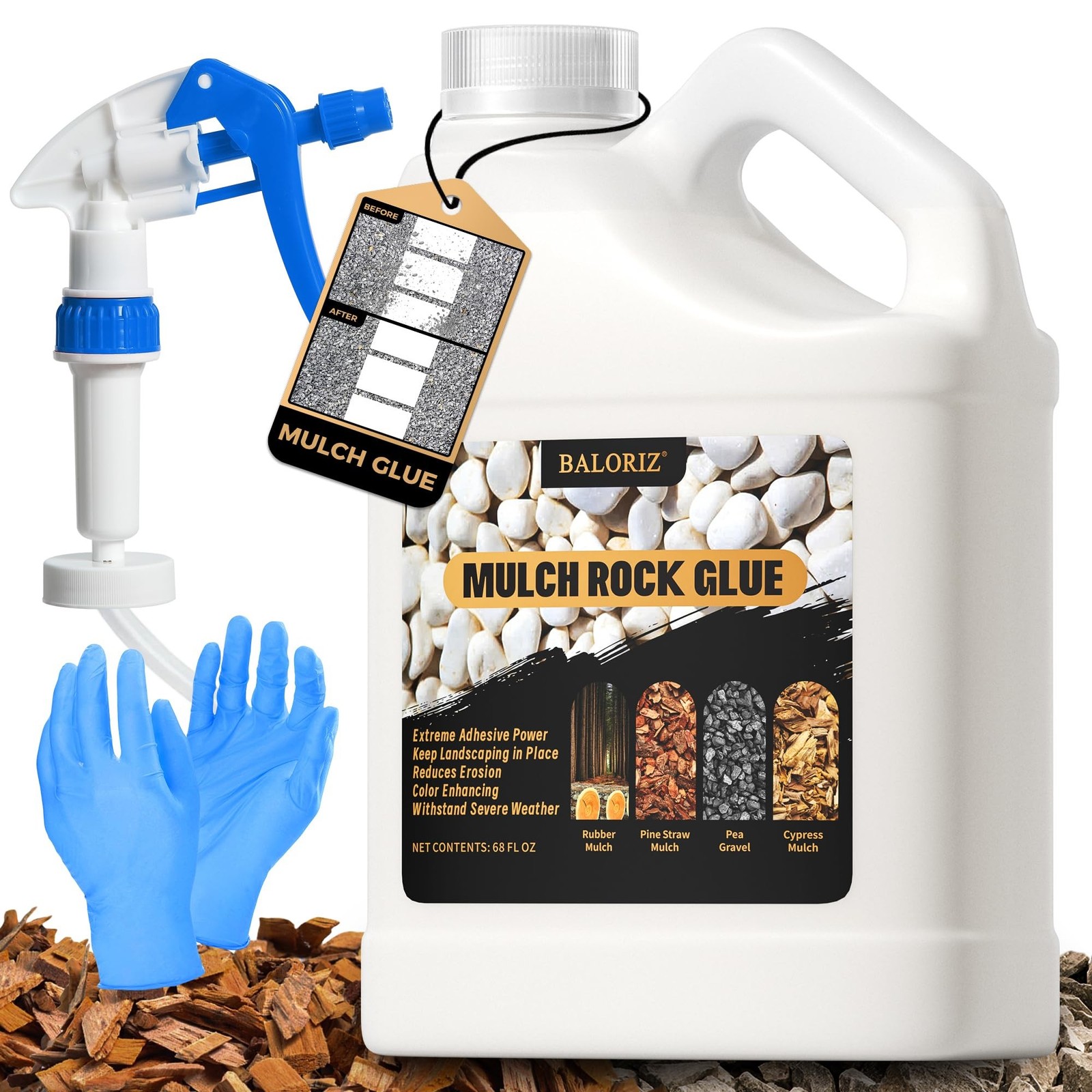 Mulch Glue – 68oz Rock Glue & Gravel Binder for Landscaping, Gravel Glue with…