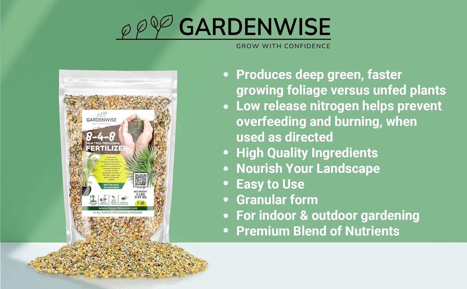 8-4-8 Palm Tree Fertilizer | Indoor Outdoor Plant Food – Quick Release Nitrogen