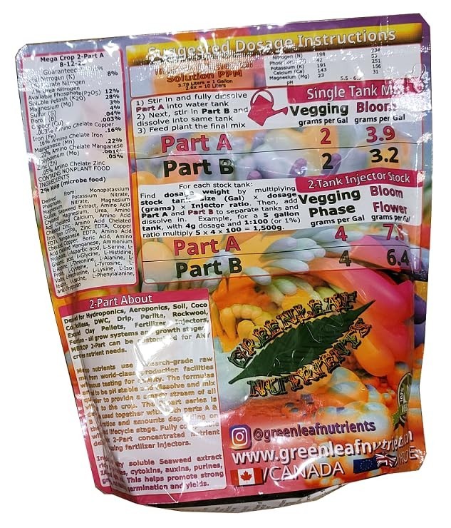 Hydroponic & Soil Nutrient Fertilizer 2-Part A for Plants, Organic NPK 5-12-26