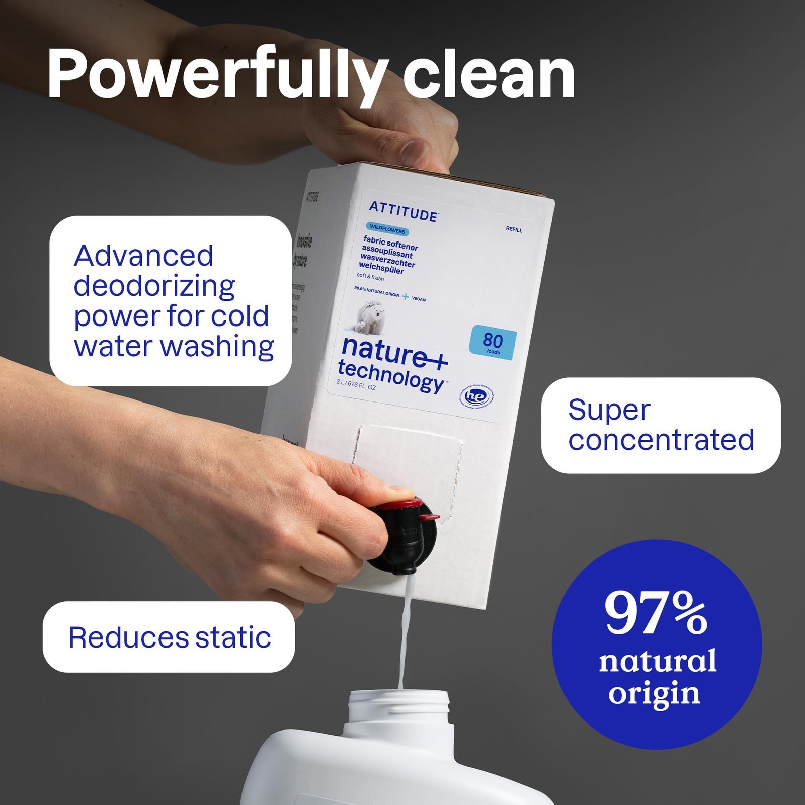 ATTITUDE Liquid Fabric Softener Refill, Plant-Based & Vegan, HE Compatible, N…