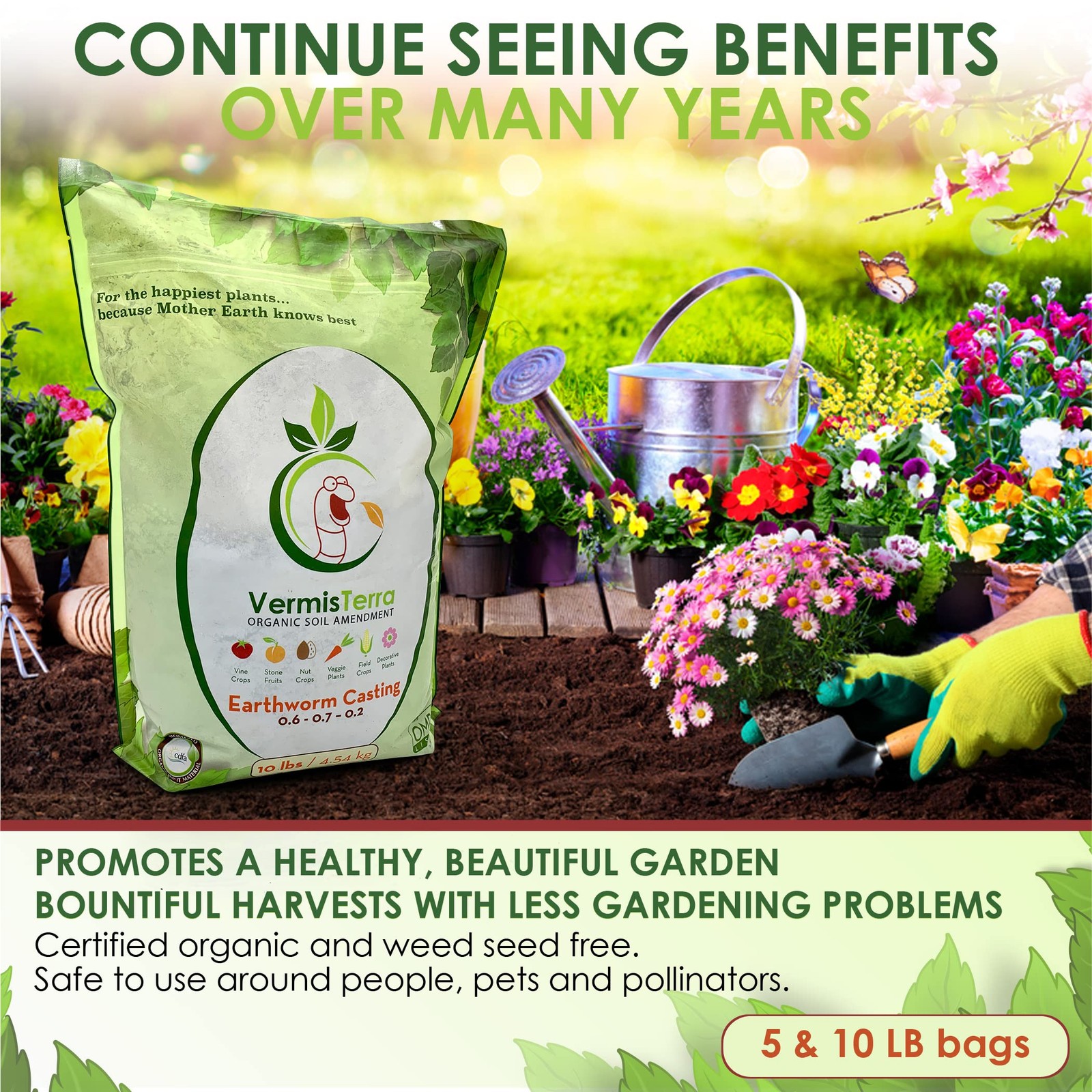Earthworm Castings – (5 LB) 2.7 qts – 100% Organic Earthworm Castings – All N…
