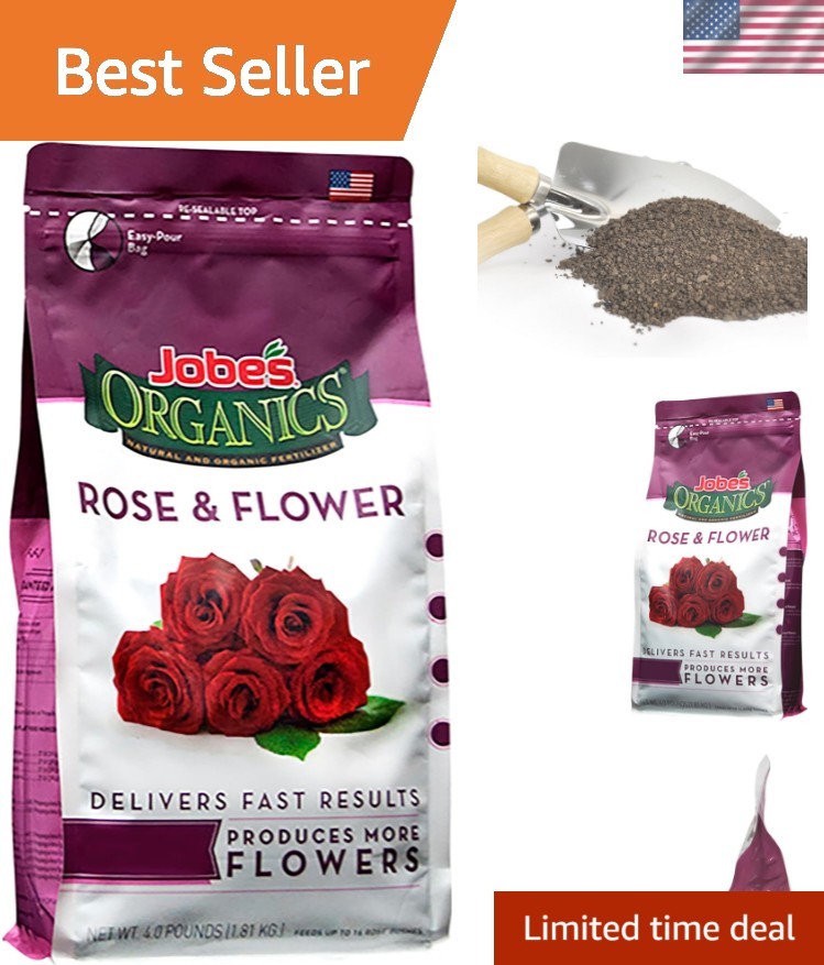 NPK 3-5-3 Organic Granules – 4 lbs Rose Fertilizer for Lush Flowering Shrubs