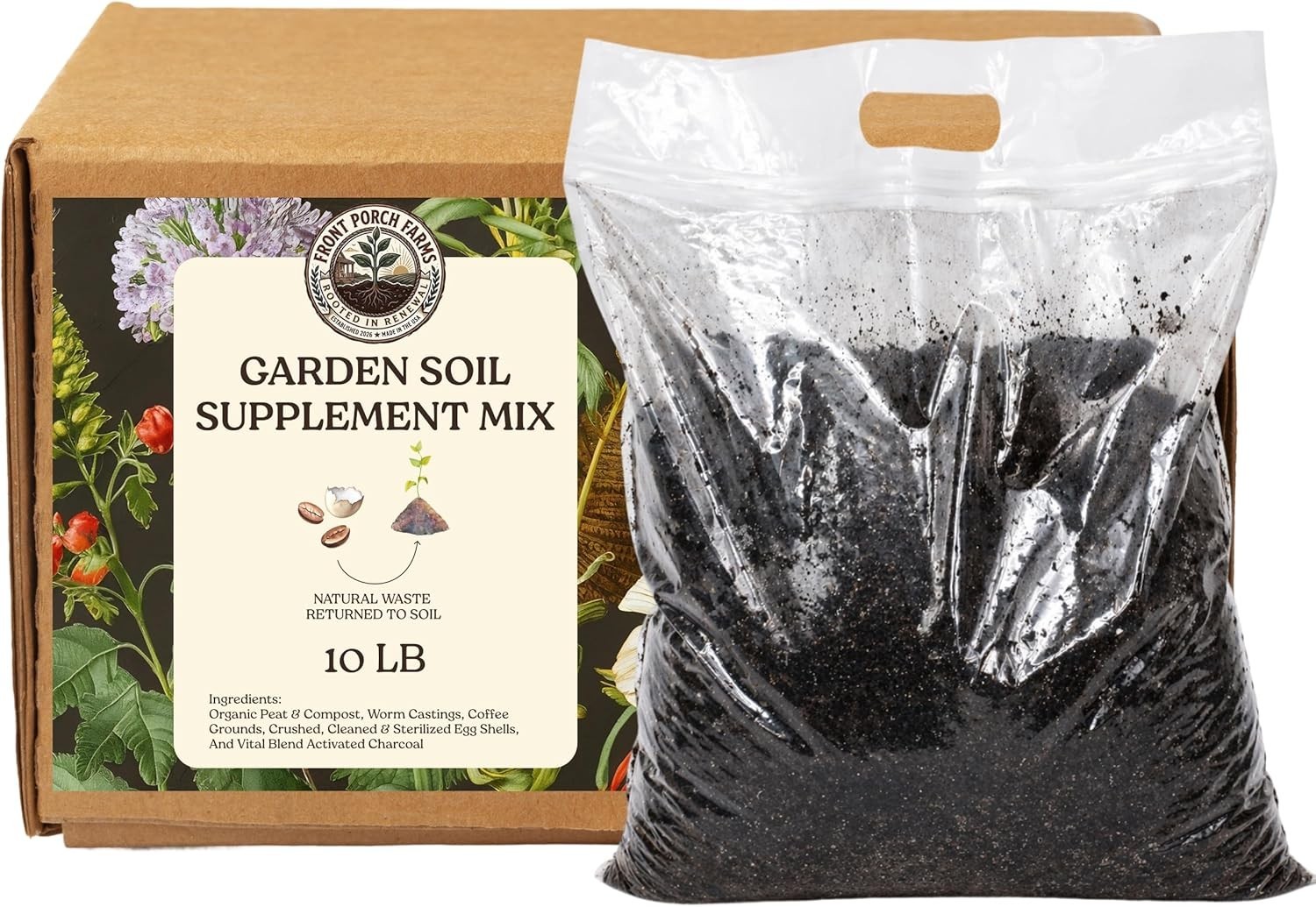 Garden Soil Supplement Mix with Worm Castings Activated Charcoal for Vegetables