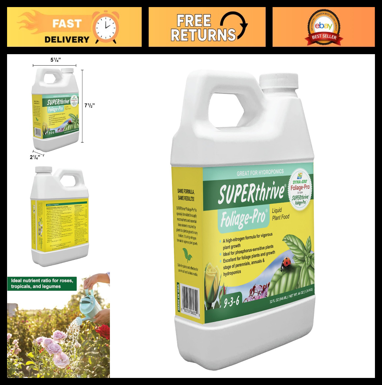 Liquid Plant Fertilizer 32oz – Foliage Pro for Bloom & Growth, Nutrient-Rich For