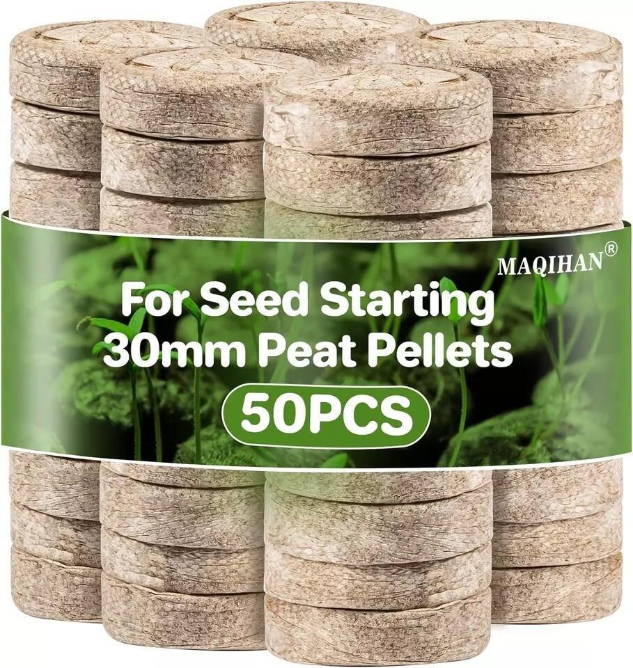 50pcs Peat Pellets for Seedlings – 30mm Seed Starter Pellets Peat Pods for Start