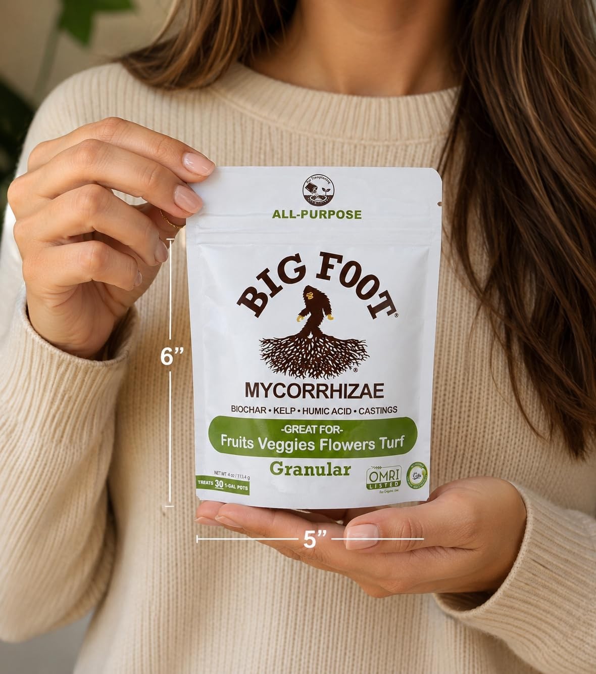 Big Foot Mycorrhizae – Double Your Plant Size, Easy to Use, Made in USA, Treats