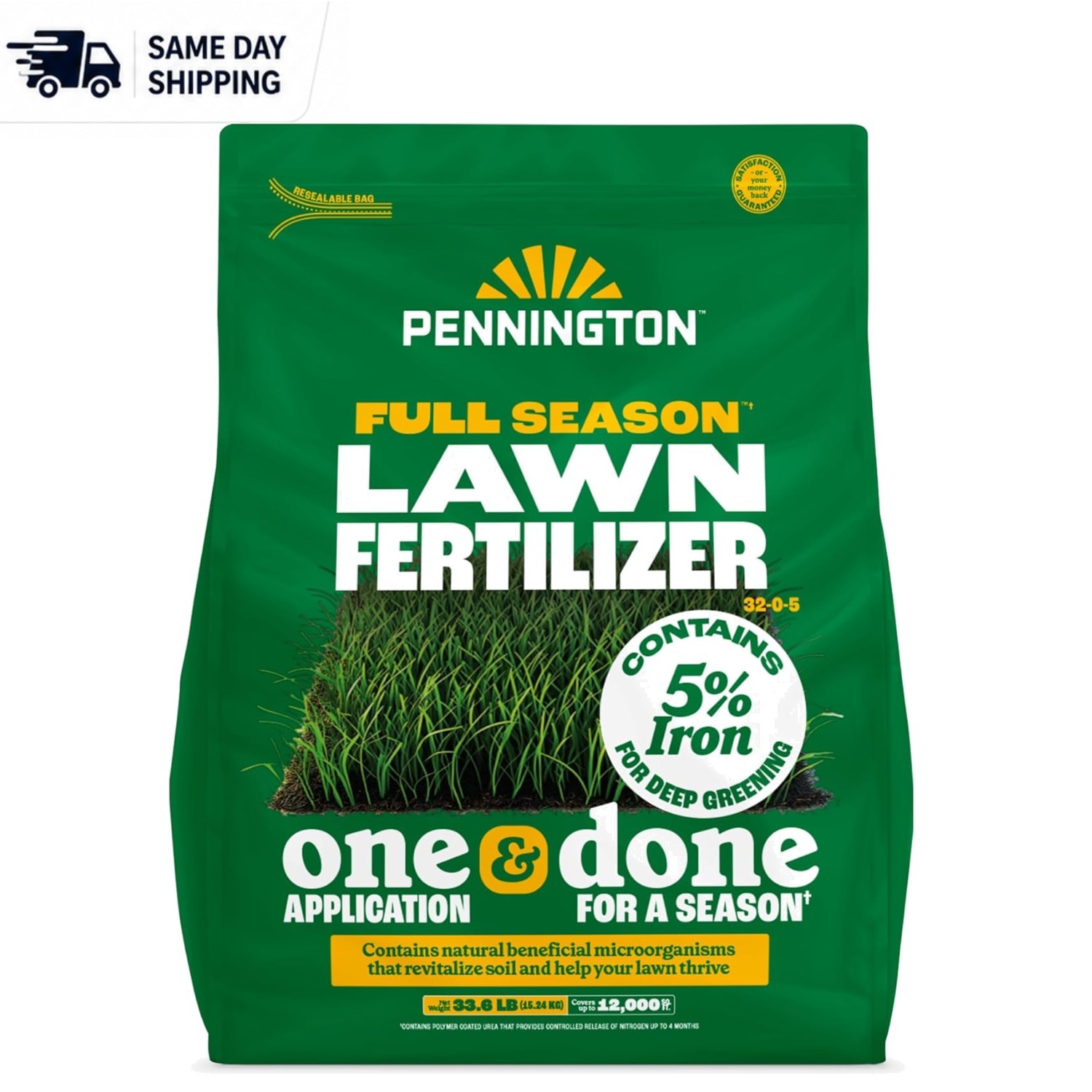 Transform Your Lawn: 32-0-5 Fertilizer with 5% Iron – 12,000 Sq Ft Coverage