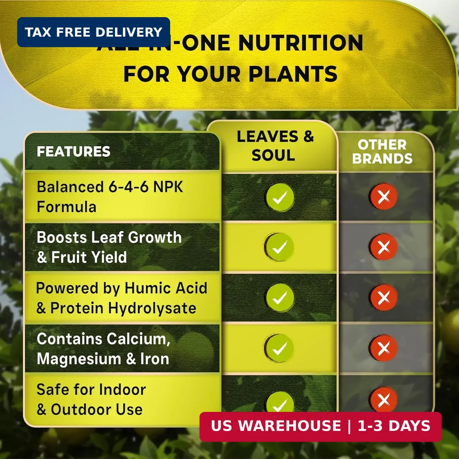 Leaves and Soul Professional Lemon Tree Fertilizer Liquid Concentrate – 6-4-6 Bl