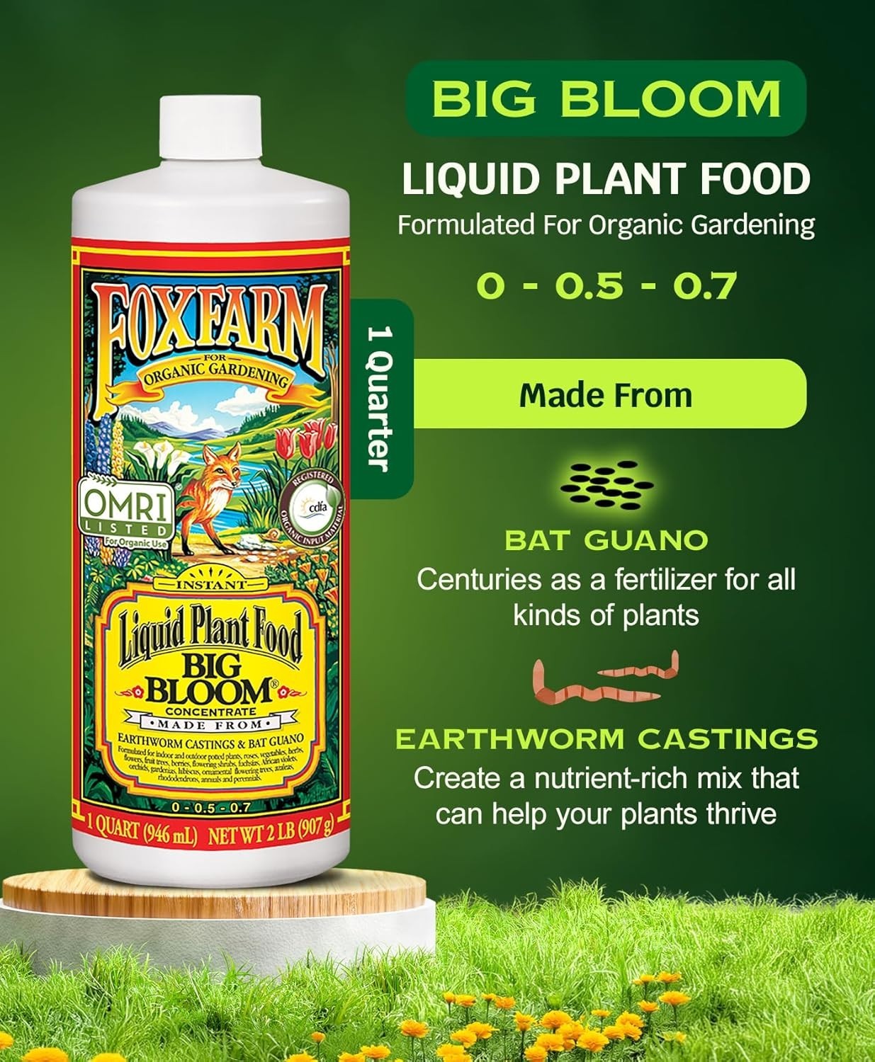 All-Purpose Liquid Fertilizer – Big Bloom Plant Food for Vibrant Growth, 1 Quart