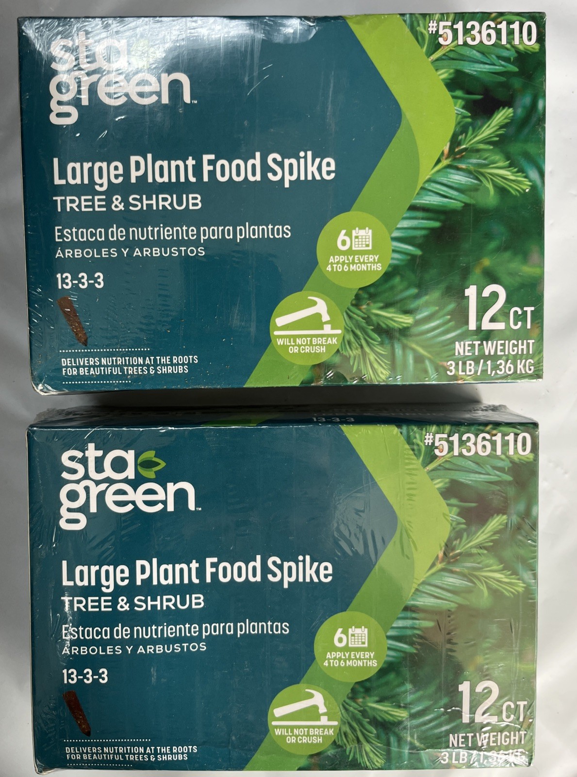 Sta-Green Large Plant Food Spike Trees & Shrubs Nutrition 12 Spikes 13-3-3 (2PK)