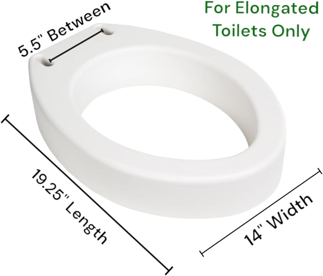 Essential Medical Supply Toilet Seat Riser for Elongated Bowl with 3.5″ Rise – 1