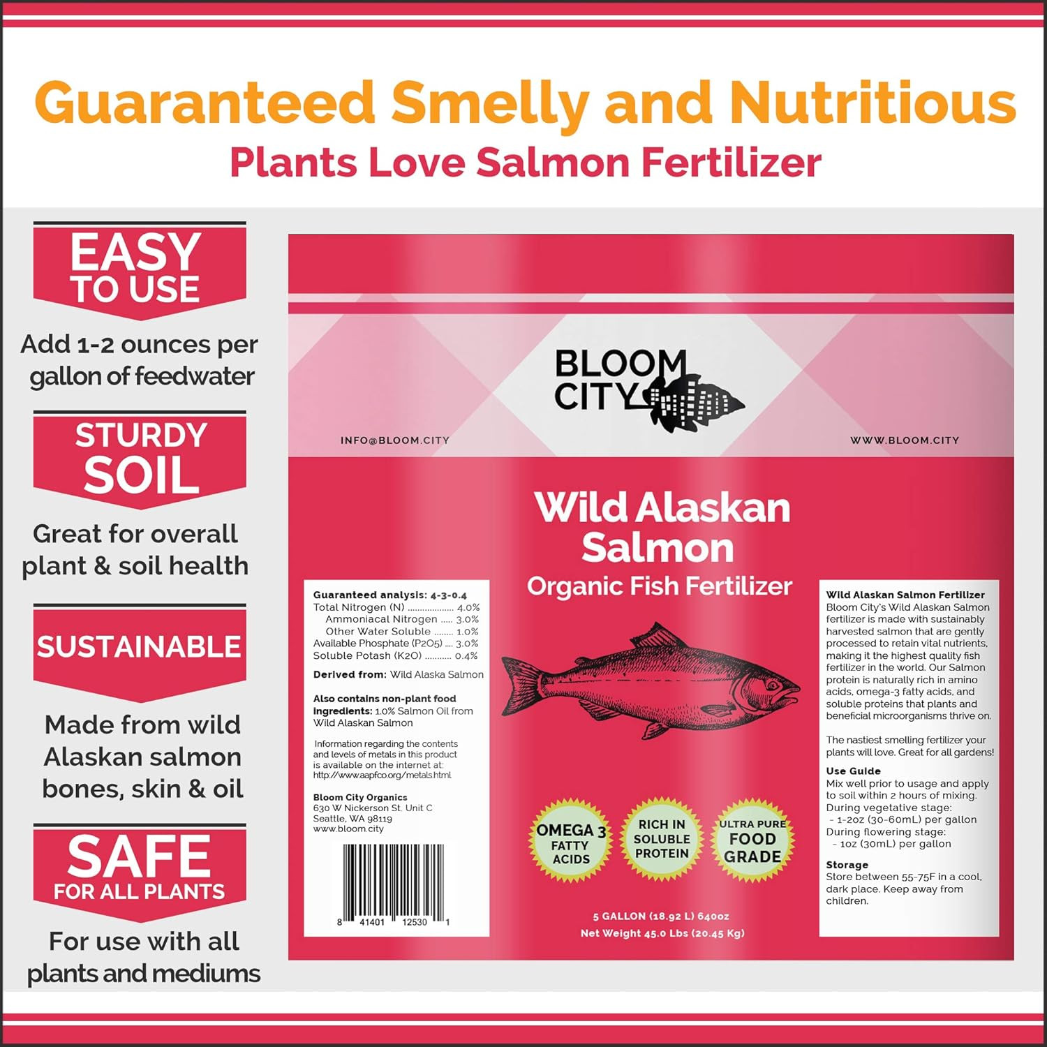 Organic Fish Fertilizer 8oz Liquid Plant Supplement for Roots Soil and Compost