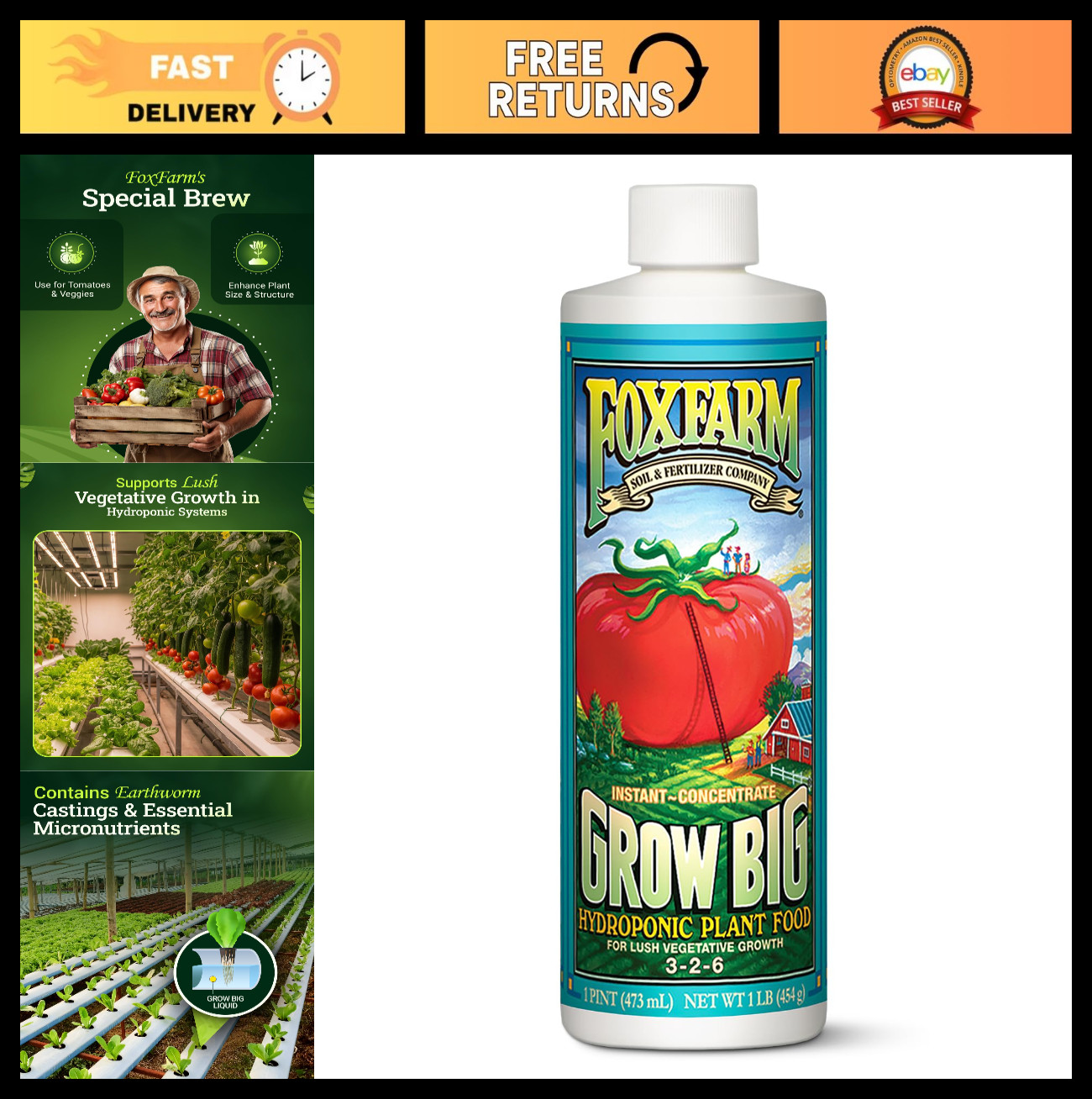 Hydroponic Plant Food 3-2-6 Liquid Fertilizer for Lush Growth – Earthworm Castin