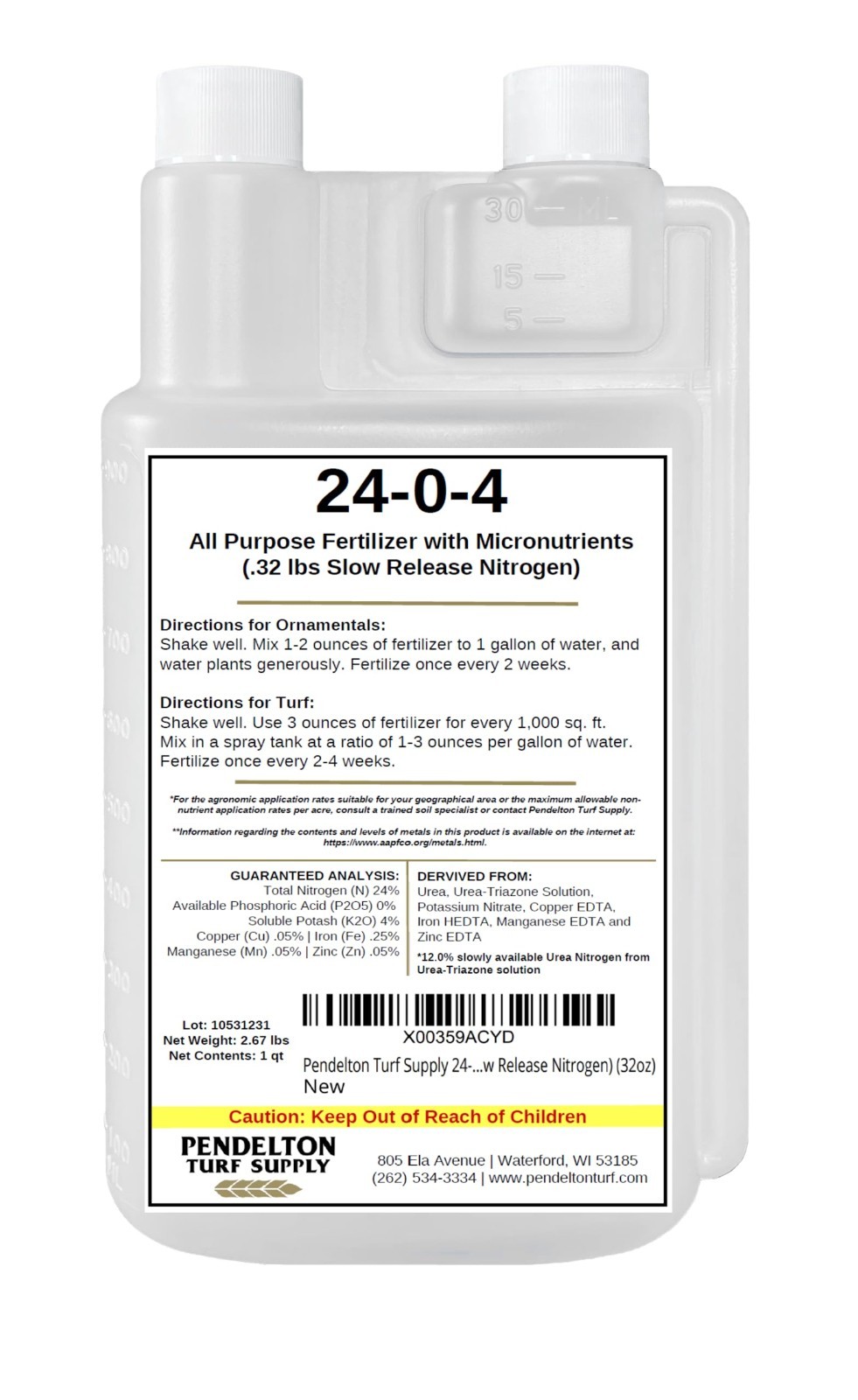 All-Purpose Liquid Fertilizer 24-0-4 with Micronutrients, 50% Slow Release, 32oz