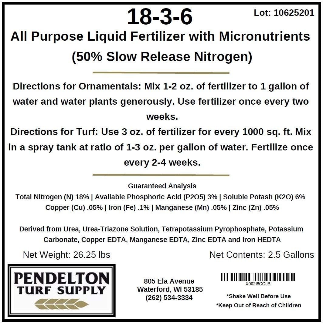 2.5 Gallon 18-3-6 Liquid Fertilizer: Slow-Release Nitrogen & Micronutrient Boost