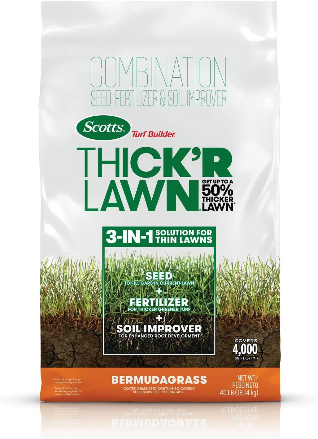 Scotts Turf Builder Thick’R Lawn Bermudagrass – 3-In-1 Lawn Thickener with Grass