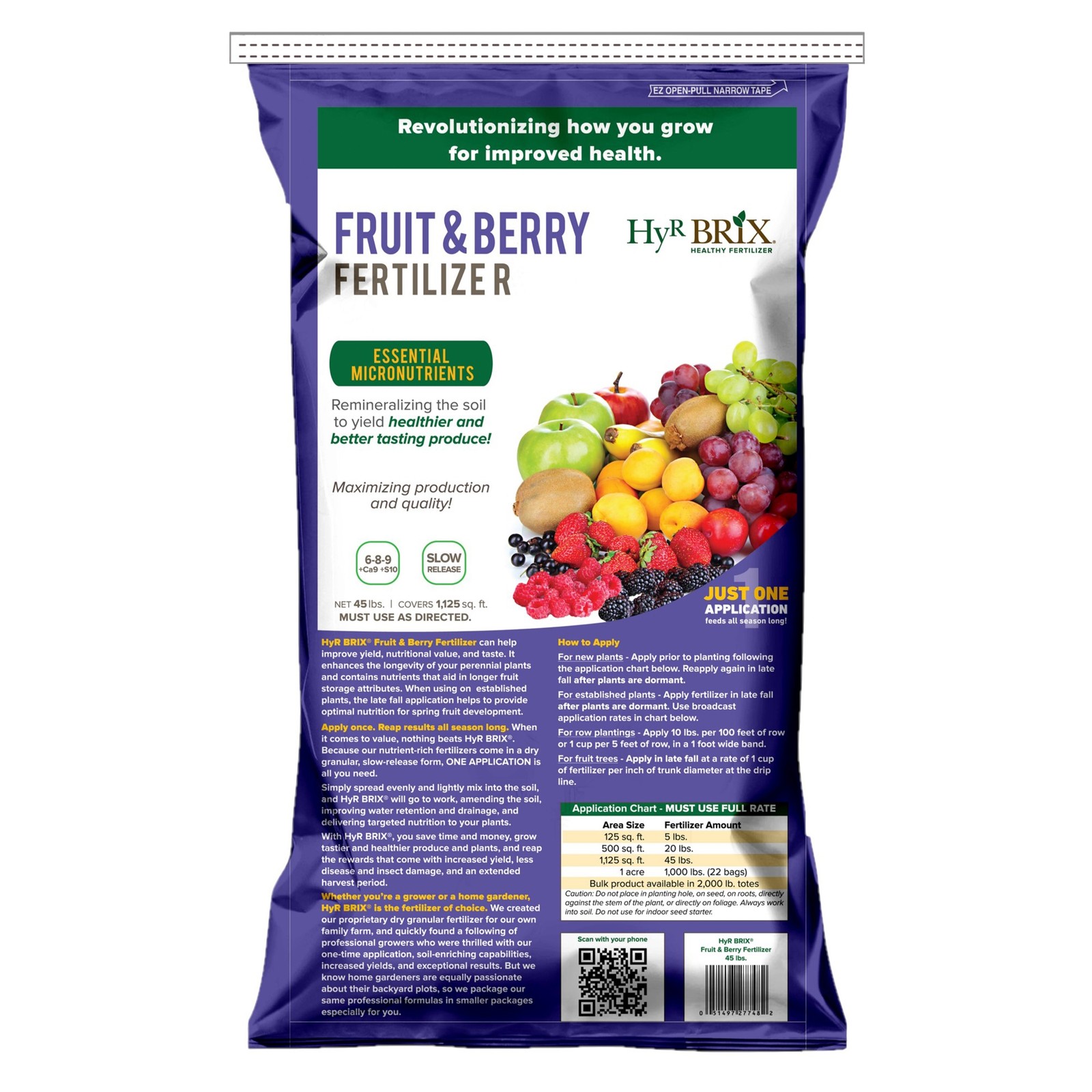 HyR BRIX Slow-Release 6-8-9 Fruit & Berry Fertilizer, 45lb Bag