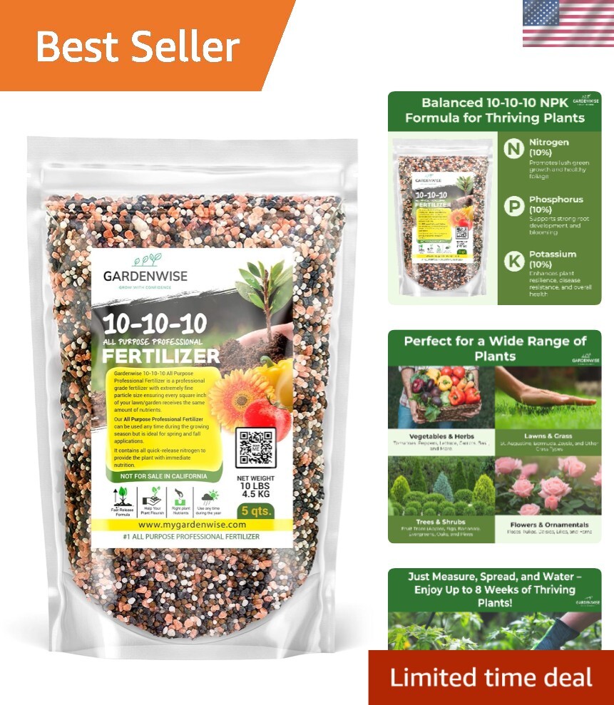 5-Quart All-Purpose 10-10-10 Fertilizer for Flourishing Gardens & Indoor Plants