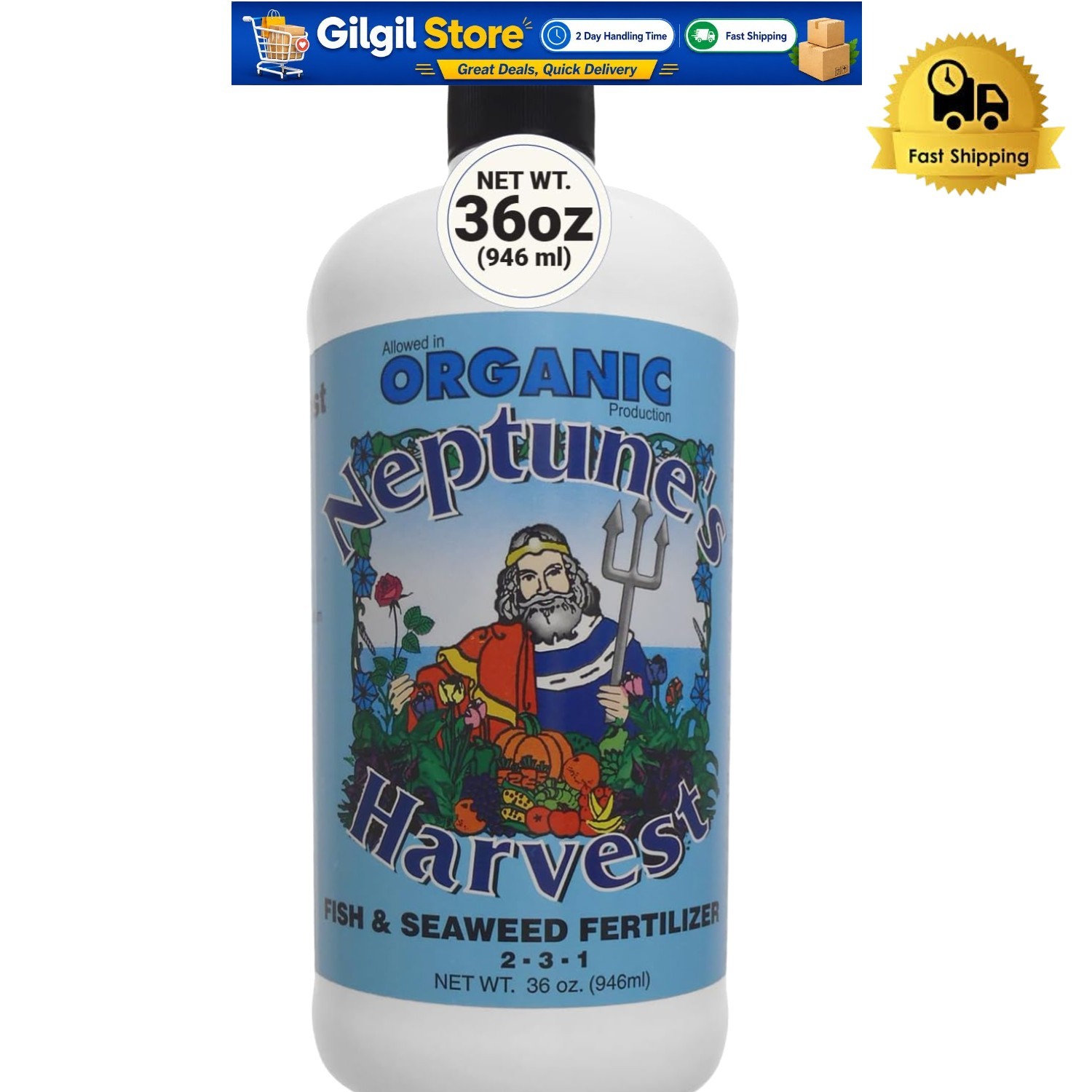 Organic Fish & Seaweed Fertilizer 36oz – All-Purpose Plant Growth Booster