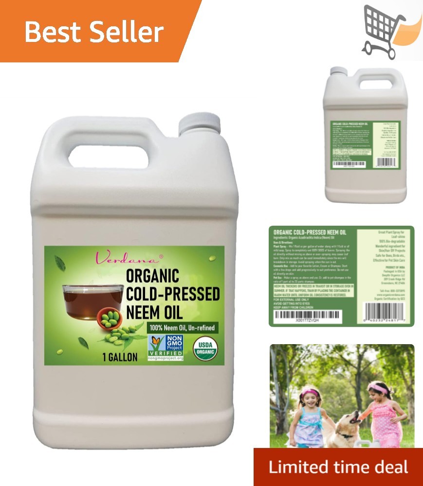 Pure Neem Oil Organic Cold Pressed 1 Gallon for Plants Skin Hair Soap Making