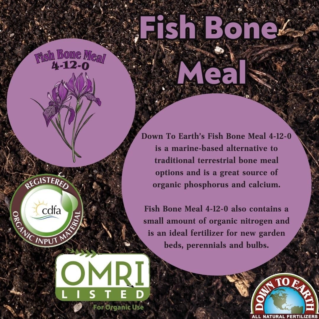 Down to Earth Organic Fish Bone Meal Fertilizer Mix 4-12-0, 1 Lb