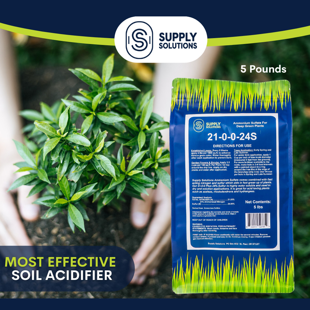 21-0-0-24S Ammonium Sulfate for Deep Green Plants and Soil Acidifier – 5 Lbs