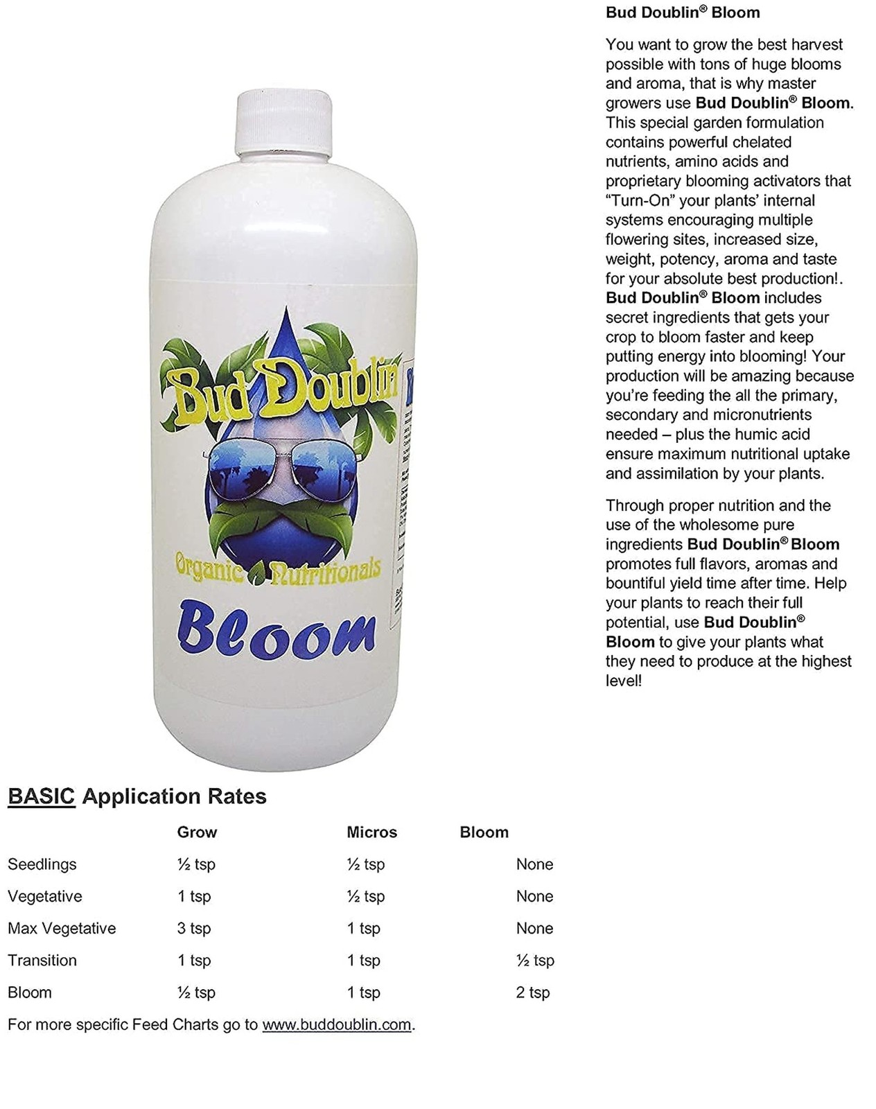 Bud Doublin Grower’s 3 Pack- Grow, Bloom & Micros (1 Quart Each, 3 Pack)