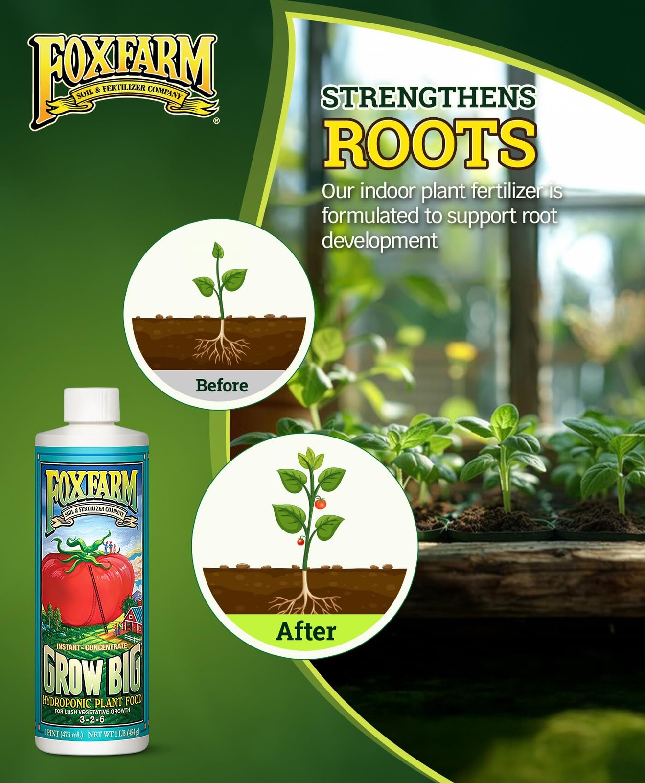 Grow Big Hydro Houseplant Fertilizer 1 Pint Nutrient Rich For Vegetative Growth