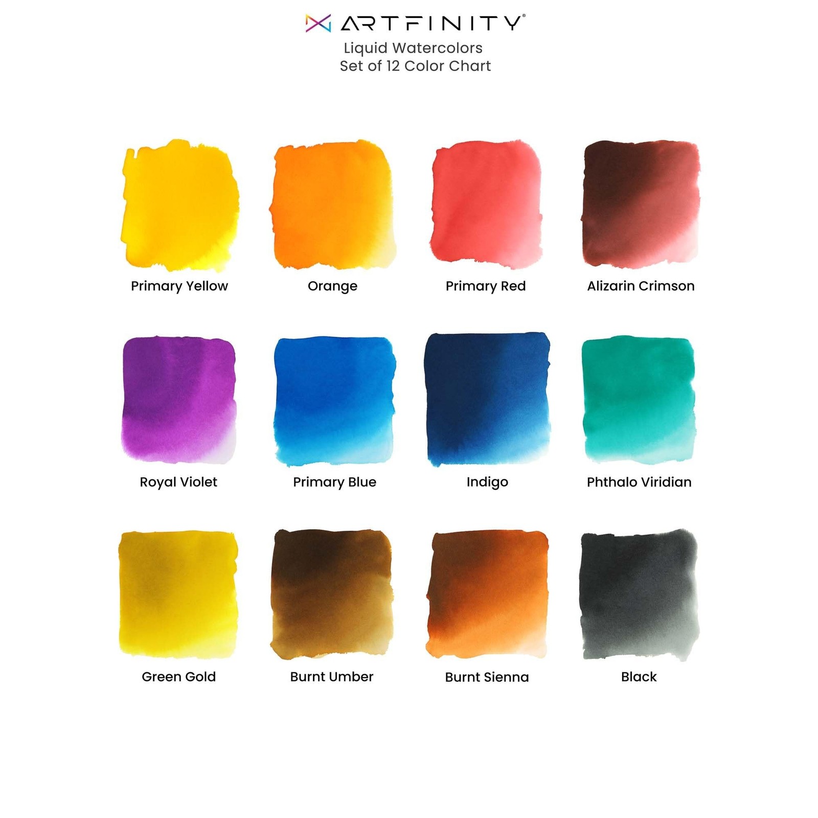 Artfinity Liquid Watercolor Paint 30 ml Bottles, Set of 12 Colors – Vibrant D…