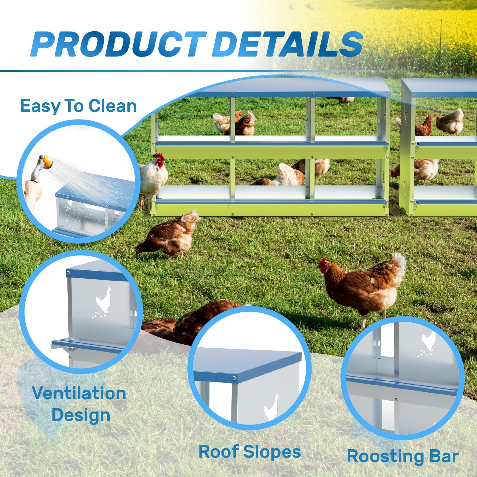 Kinchoix Chicken Nesting 6 Compartments Metal Laying Boxes Chicken Hens Poultry