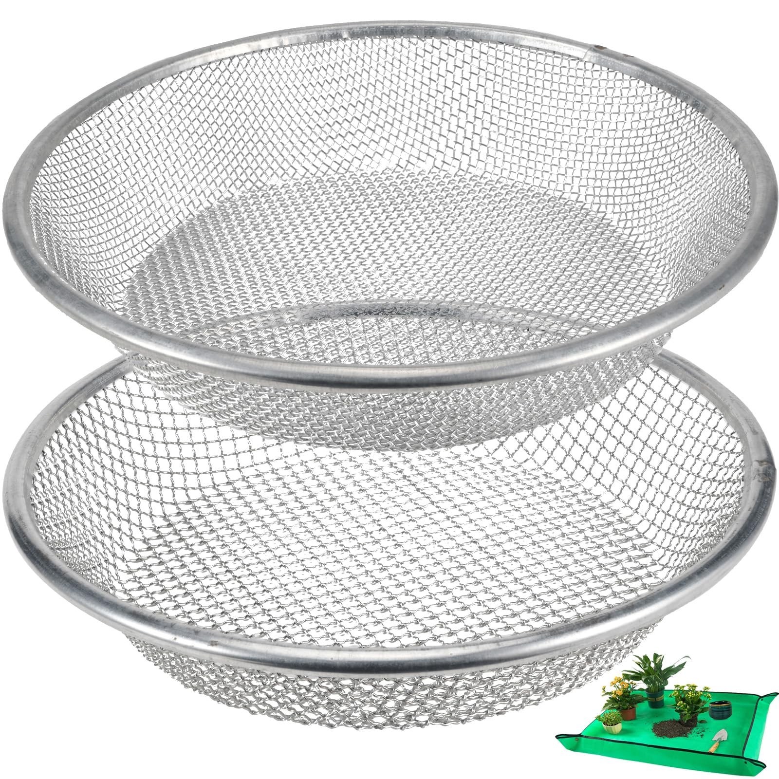 2 Pack Soil Sifter for Gardening – Rock Compost Sand Sifter Fits 5-Gallon Buc…