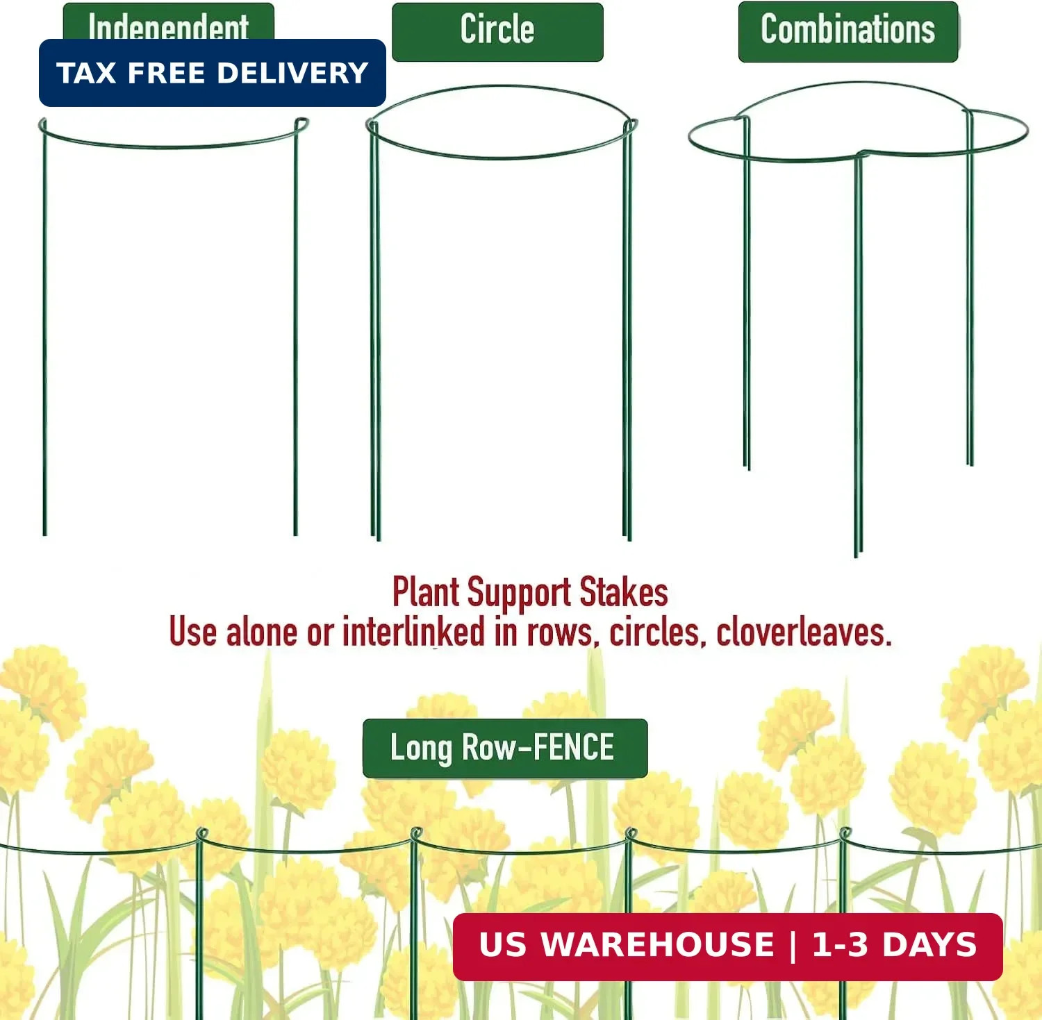Half Round Snake Plant Support Stakes, Plant Ring for Peonies, Hydrangeas, ZZ, a