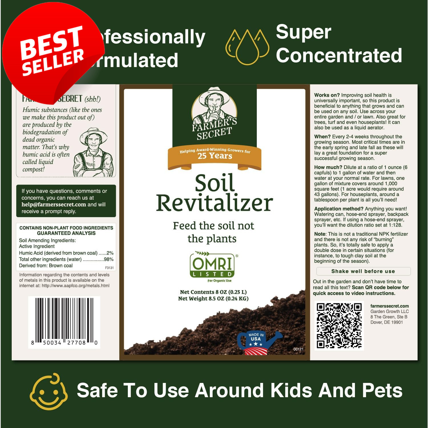 Humic Acid Soil Revitalizer Liquid Compost 8oz OMRI Organic – US