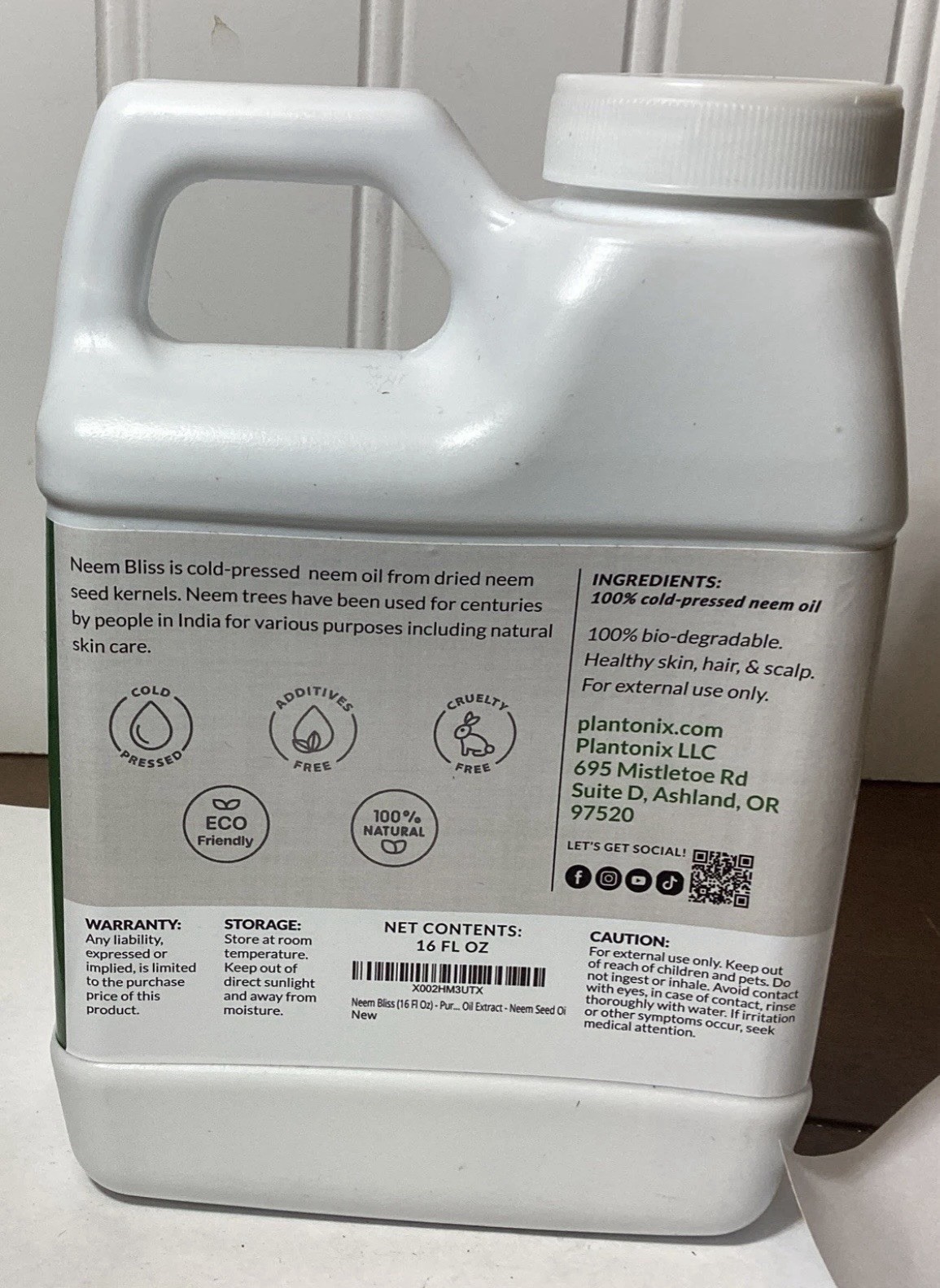 Organic Pure Cold Pressed Neem Seed Oil for Healthier Plant Growth (16 oz)