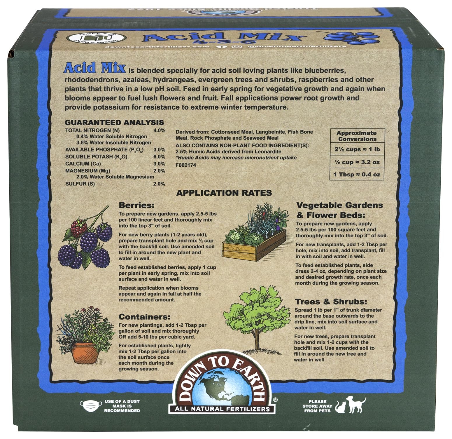 Natural Acid Mix Fertilizer 4-3-6 for Healthy Plants, 15 lb Bag