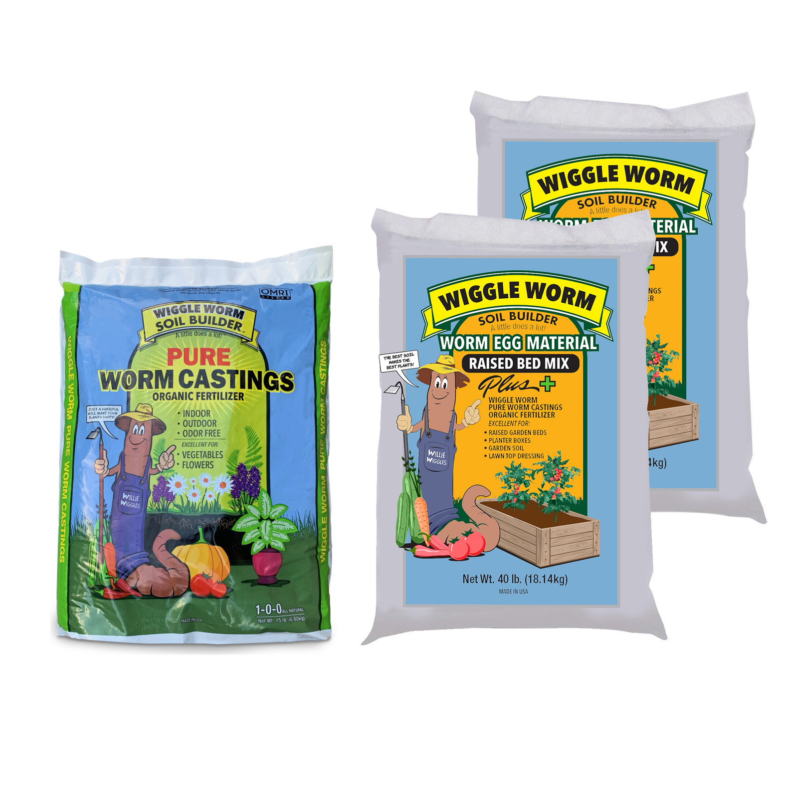 WIGGLE WORM Earthworm Castings Organic Fertilizer w/ Raised Bed Mix, 95 Lbs