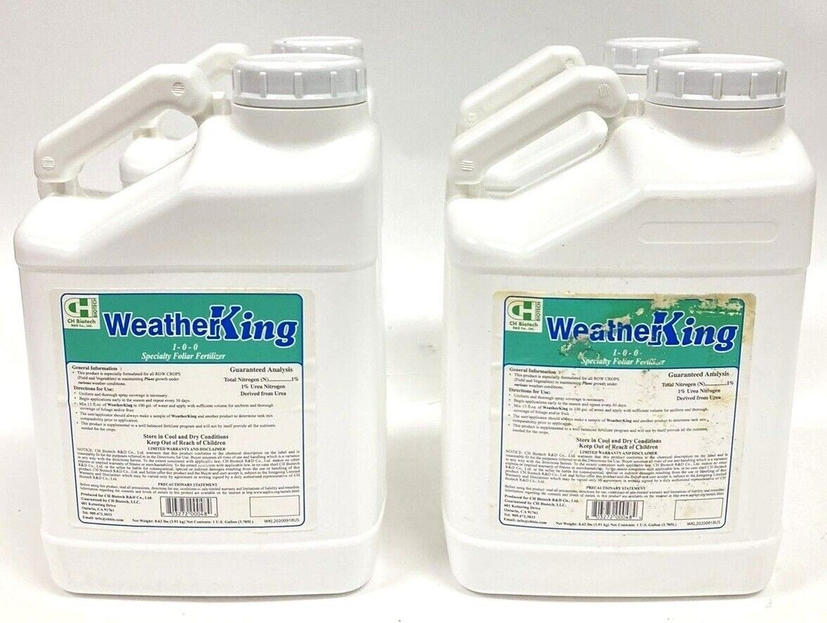 4 Bottles (1 US Gallon Each) Weather King 1-0-0 Specialty Foliar Fertilizer