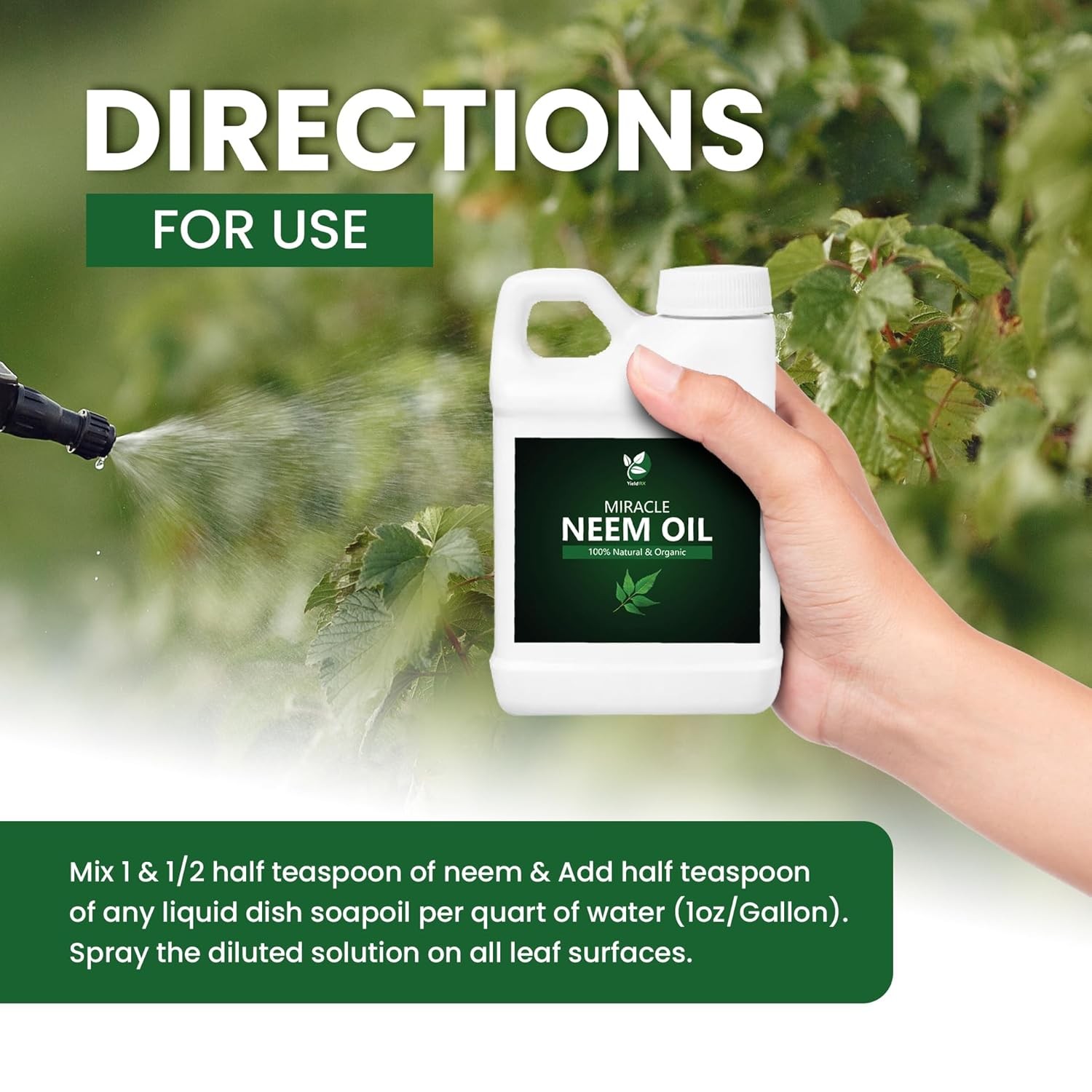 Yield RX Pure Cold-Pressed Neem Oil for Indoor & Outdoor Plants and Vegetables