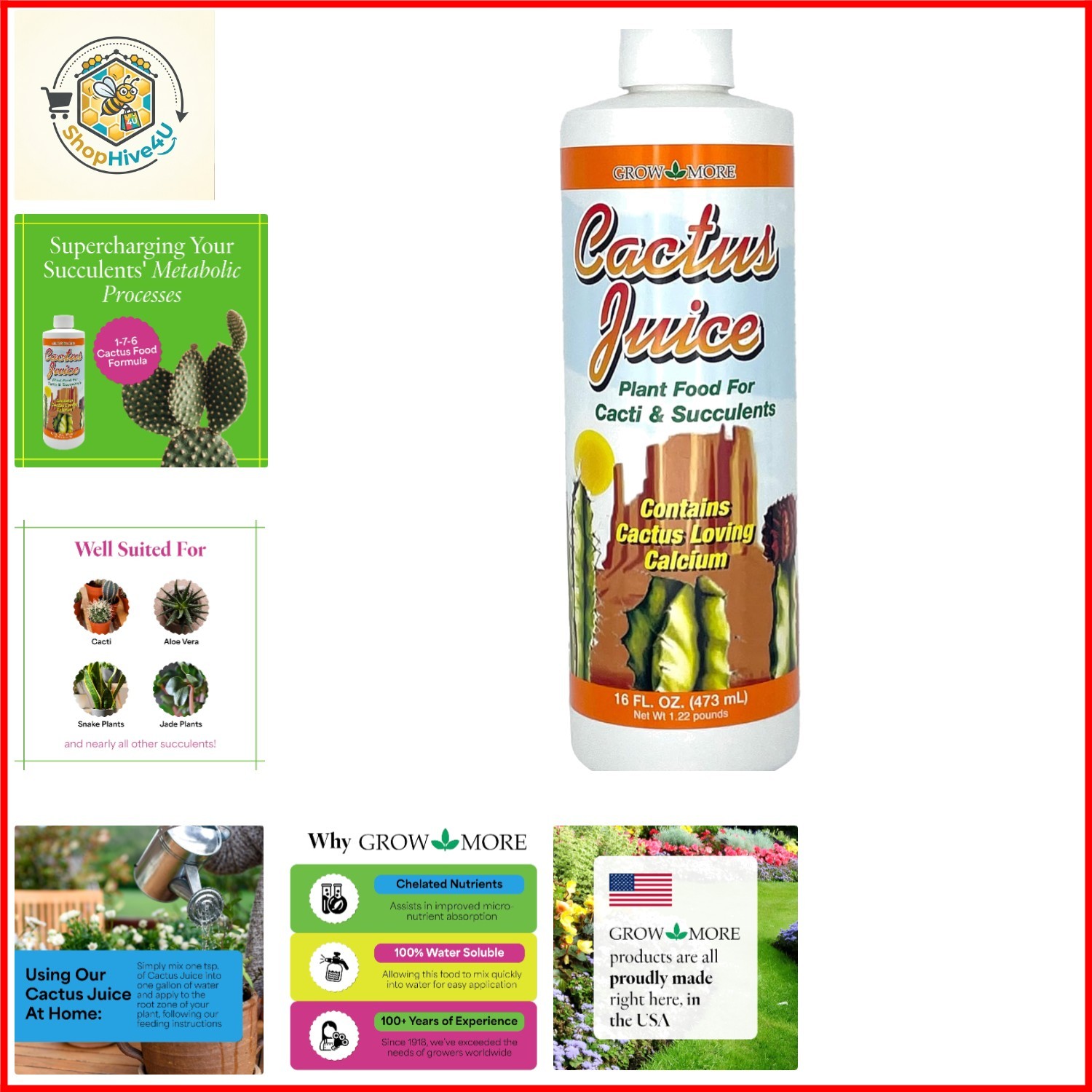 Cactus Juice 1-7-6 – 16oz of Succulent Fertilizer – Cactus Food for Growth & …