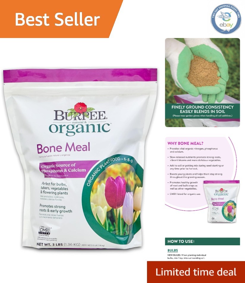 Organic Bone Meal Fertilizer for Strong Roots – Ideal for Tomatoes & Bulbs, 3 lb