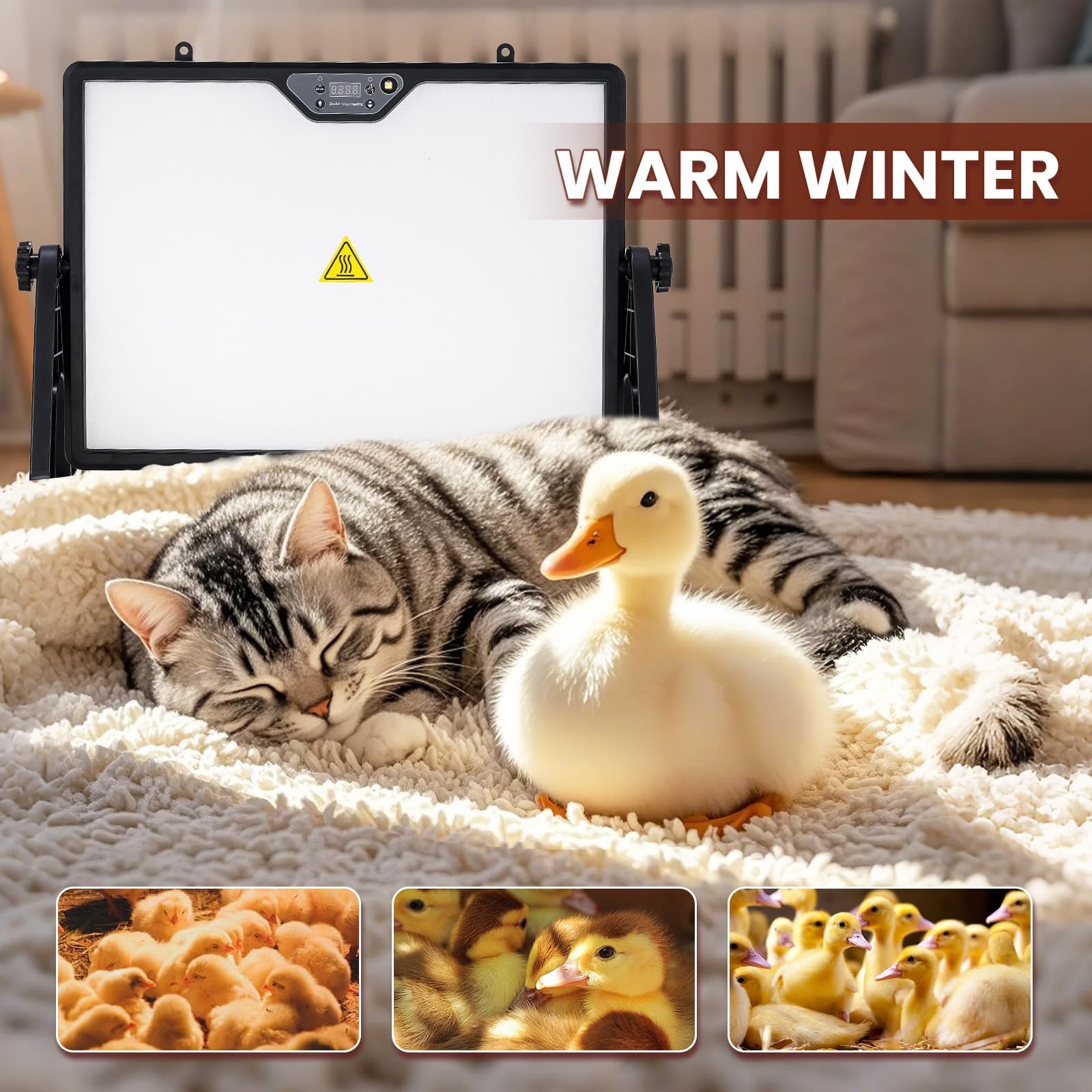 Newtry Chicken Coop Heater For Winter 200W Dual-Sided Heating Remote Control