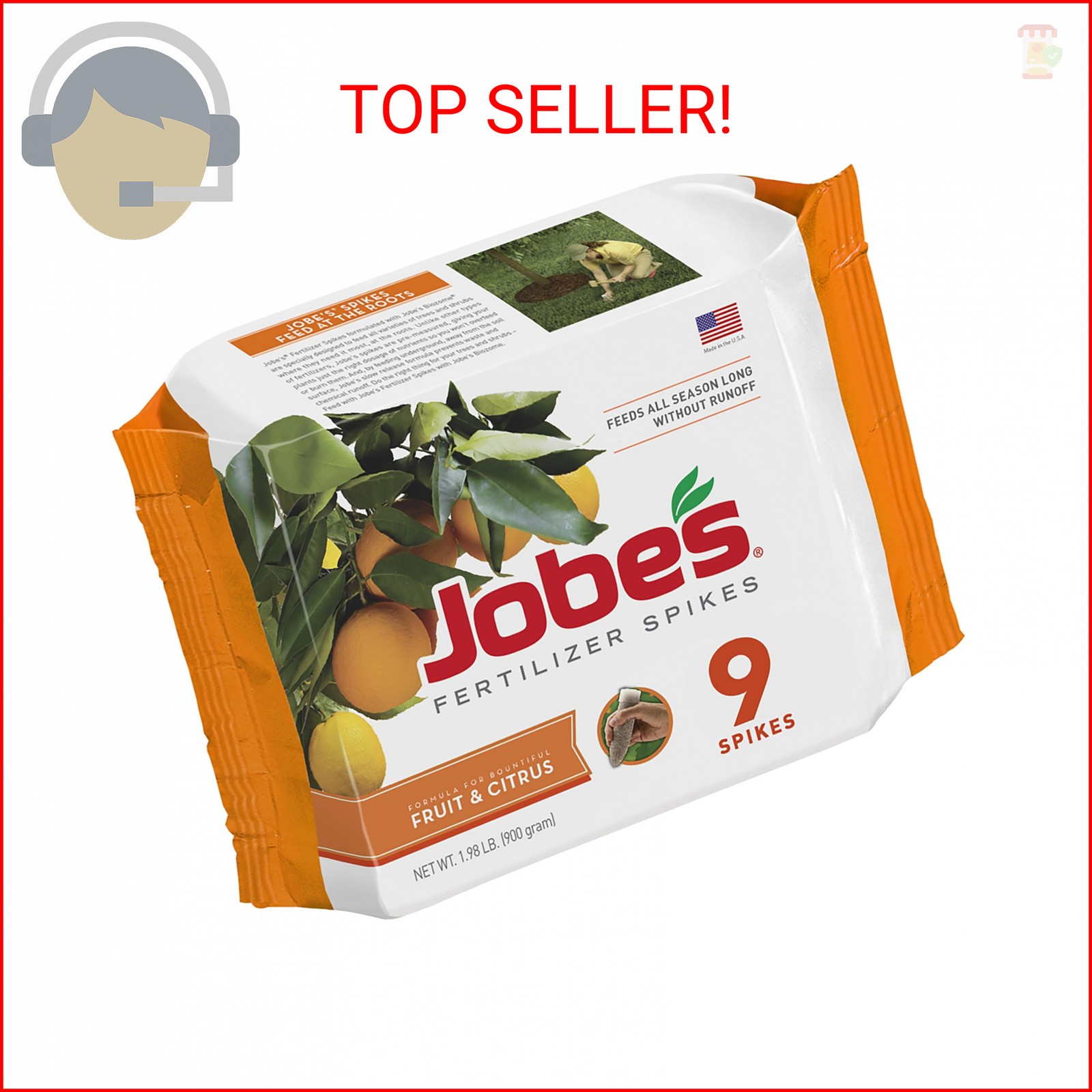 Jobe’s Garden Fertilizer Spikes, Easy Plant Care Slow Release Fertilizer for Fru