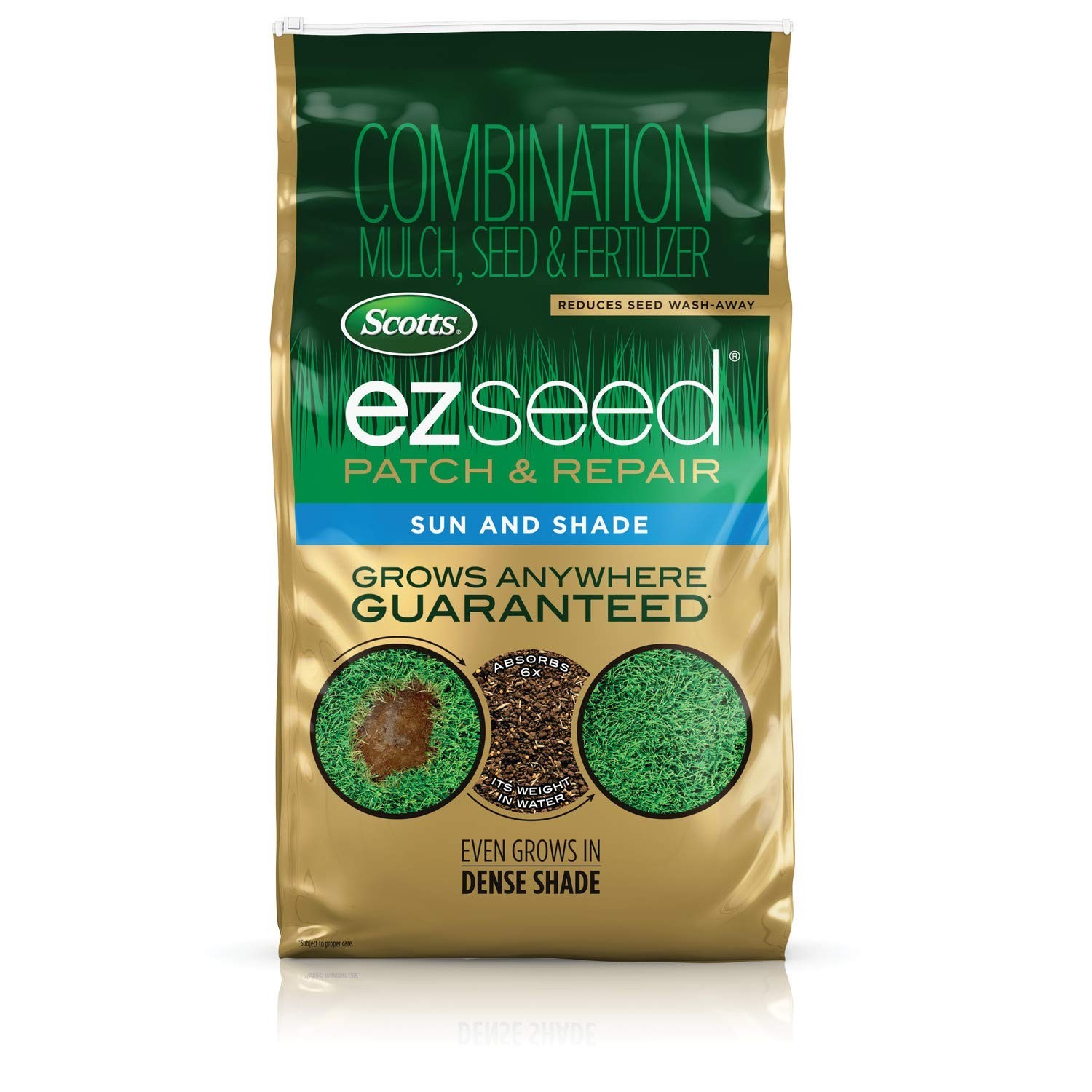Sun & Shade Grass Seed Mix – 10 lbs. EZ Seed for Bare Spots, Lawn Repair & Growt