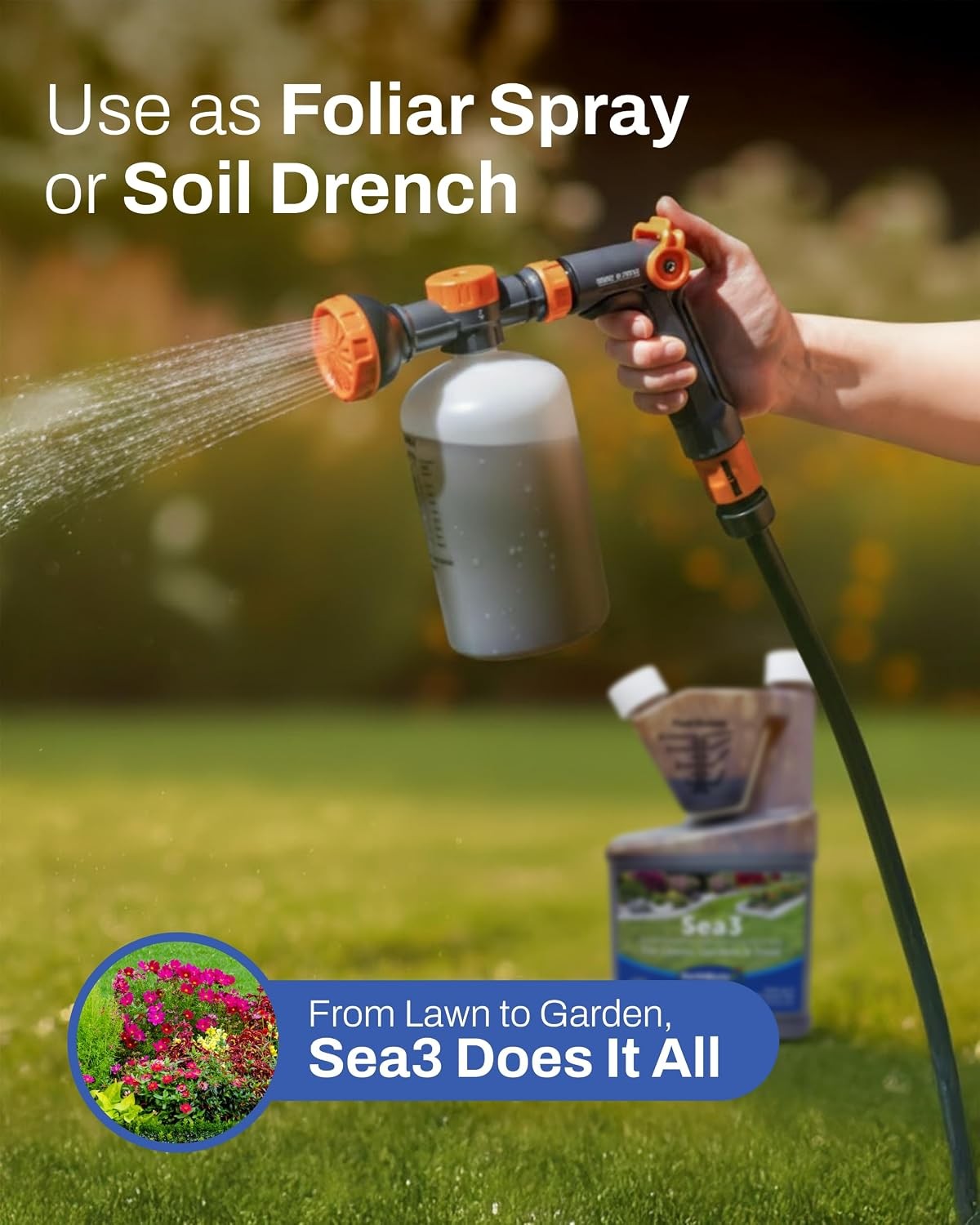 Sea3 Soil Conditioner | Organic Liquid Fertilizer with Humic Acids, Kelp & Molas