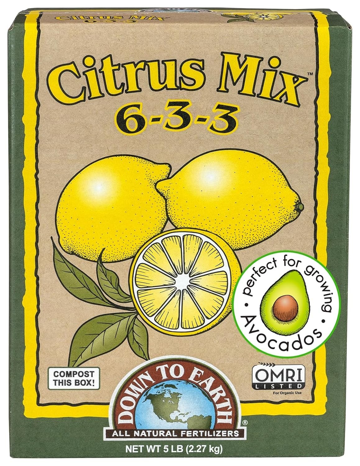 Down To Earth Organic Citrus Mix 6-3-3 – All-Natural Fertilizer for Citrus 5 lbs