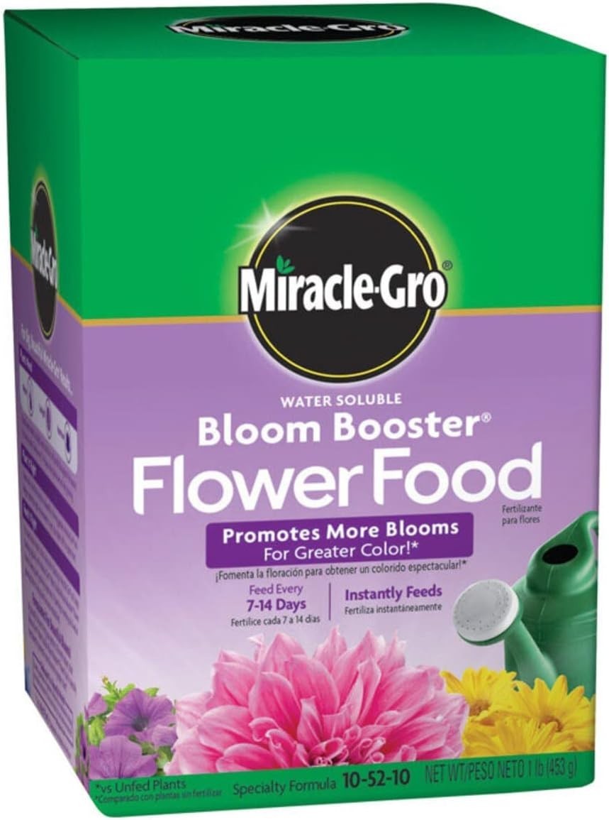 Miracle Gro 1-Pound Water Soluble Bloom Booster Flower Food 10-52-10, 1 Pack