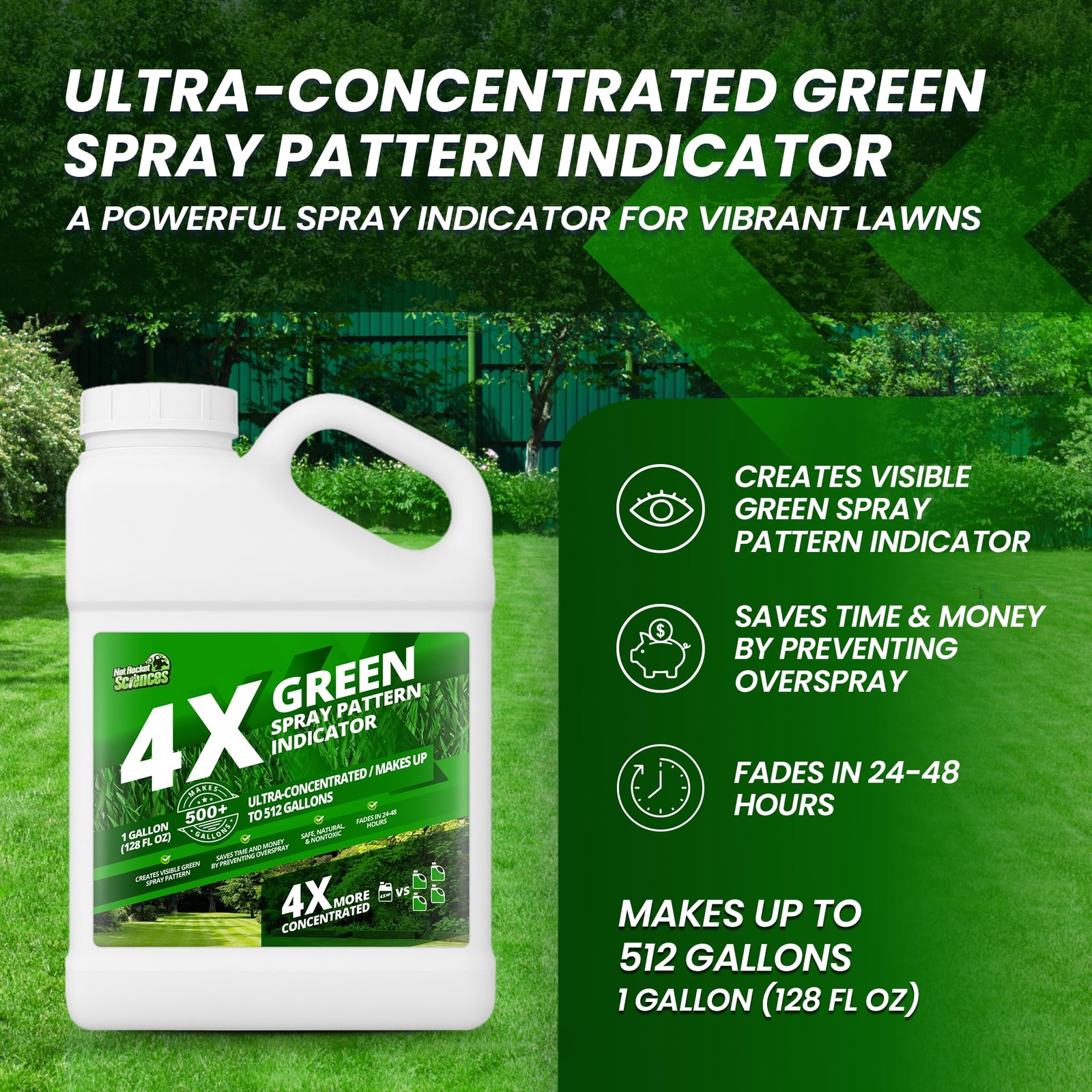 4X Green Spray Dye Concentrate 1 Gallon Makes 512 Gallons for Lawn Marking