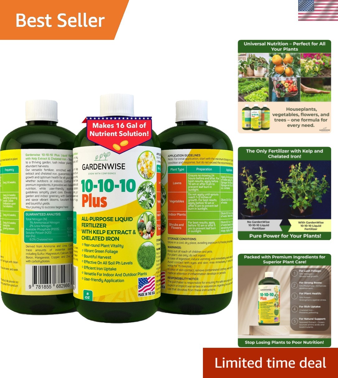 10-10-10 All Purpose Plant Food – Liquid Fertilizer with Seaweed Kelp & Iron …
